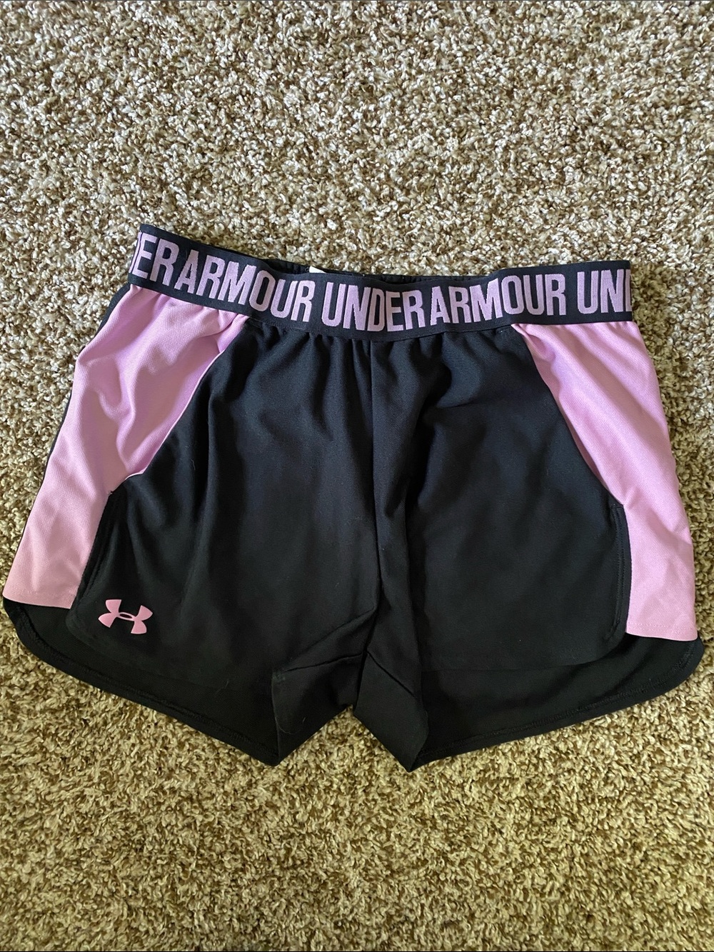 Under Armour Black and Pink Athletic Shorts for Women